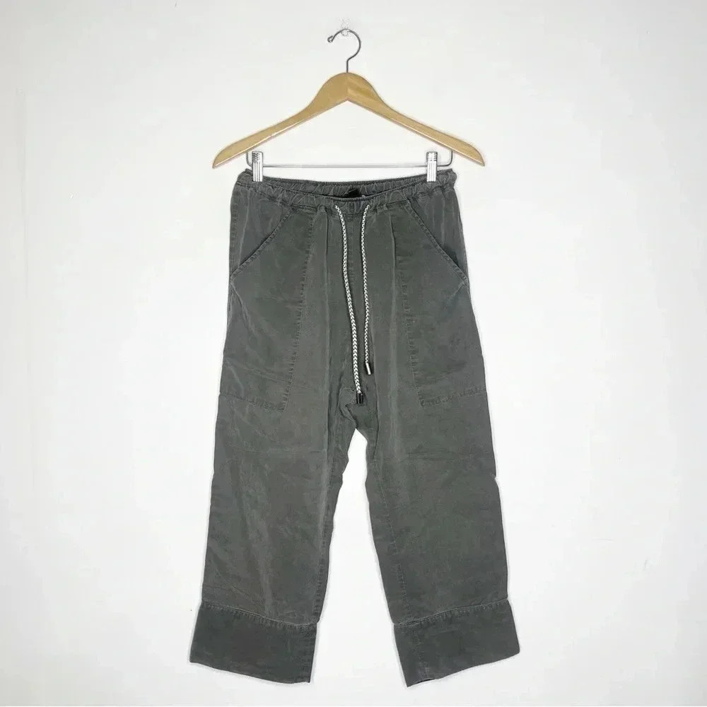 Cropped Drawstring Utility Pants - Olive Green - image 2